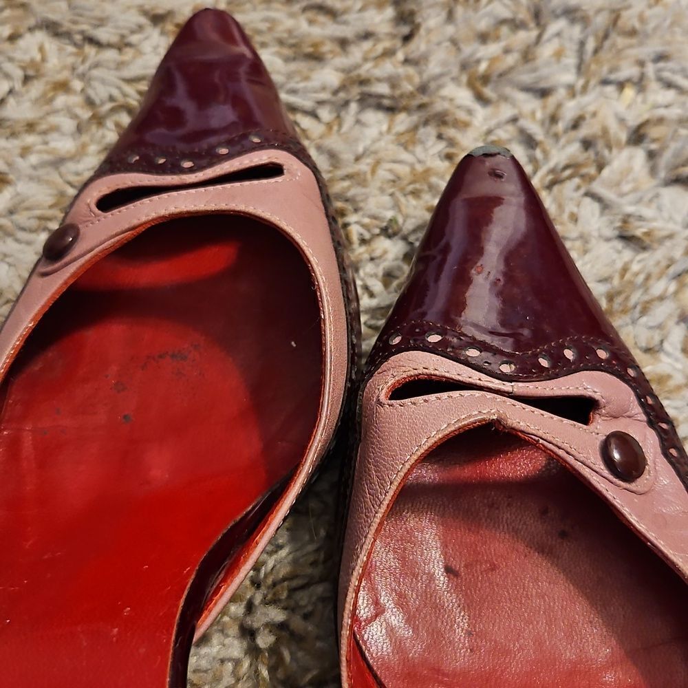 Fendi PROJECT Two-Tone Leather Heels – Burgundy & Blush Size 36.5 - Picture 7 of 7